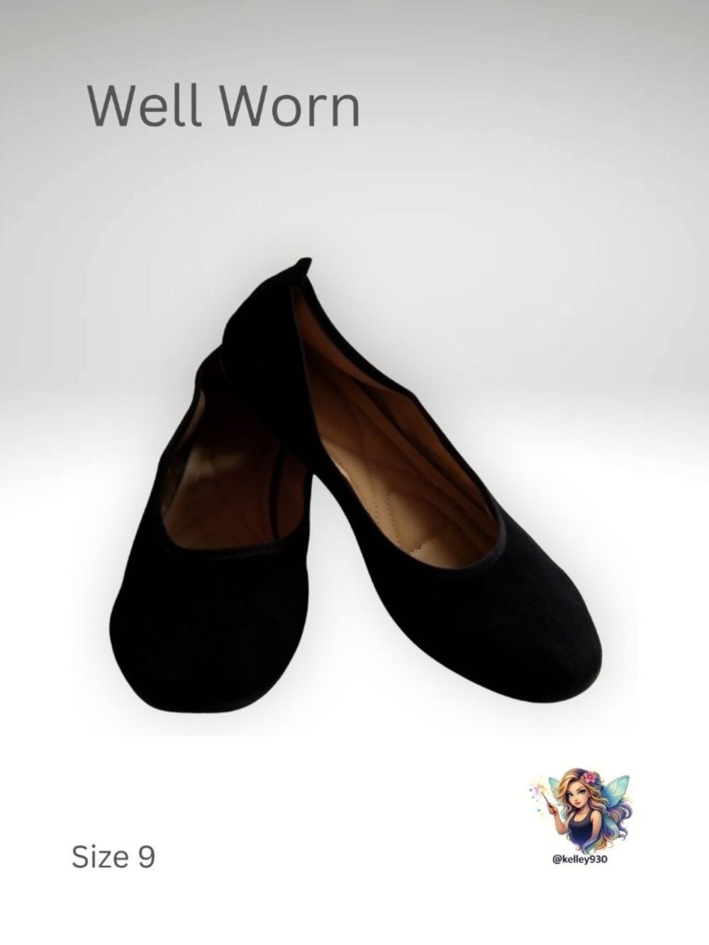 Black Ballet Flats Size 9 Comfortable Slip-On Everyday Shoes 🖤